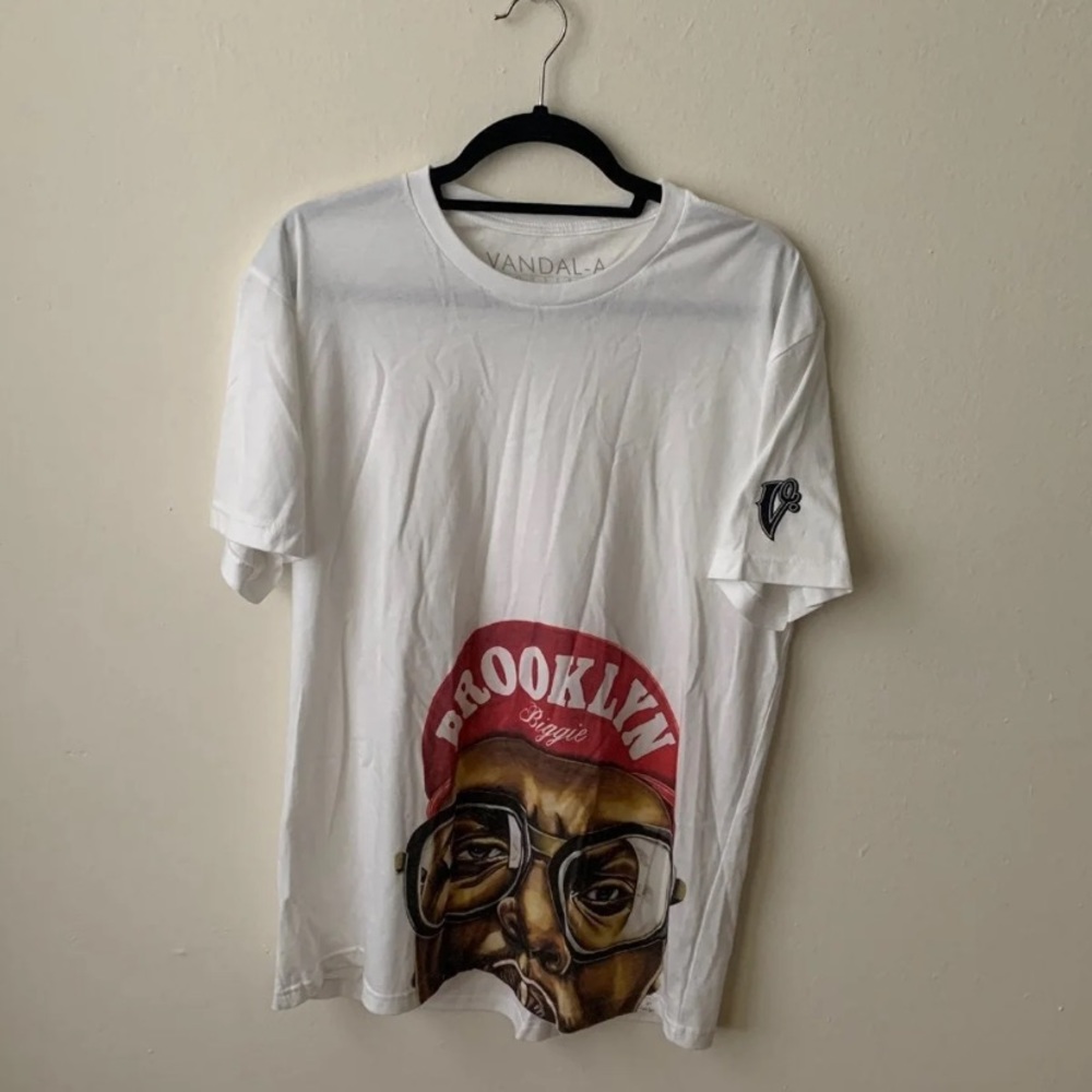 Vandal-A White "Brooklyn BIGGIE" Graphic Short Sleeve Tee in Red Hat
